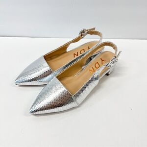 YDN women silver block heels closed toe sandals summer shoes flats